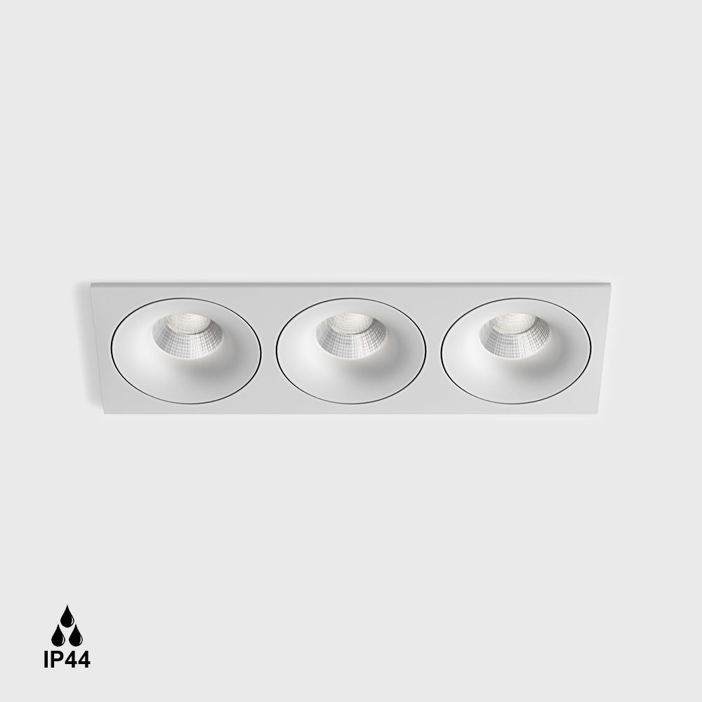 Ceiling recessed luminaire with frame RIO 3, L284mm, W100mm, BRIDGELUX LED, 3х9W, 3х989LM, 3000K, 50°, 250mA, CRI>90, IP 20,white color