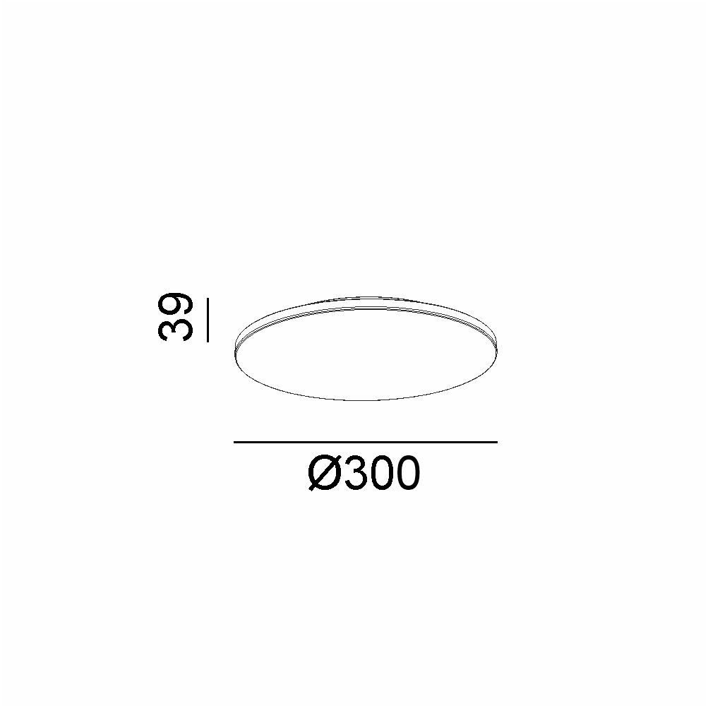 Surface mounted luminaire BRIGHT M, D300mm, h 39mm, LED 24W(1610Lm)/18W(1260Lm)/10W(700Lm), 3000K/4000K, CRI>90, IP20, white color - photo 2