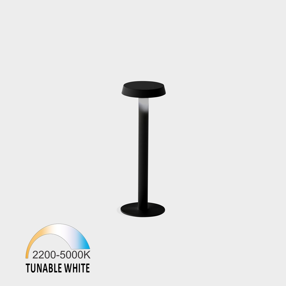 Table light MOON, Ø116mm, h 350mm, LED 2W, Tunable white (TW):2200K-5000K, battery life around 6 hours after full charged, IP20, touch control, black color