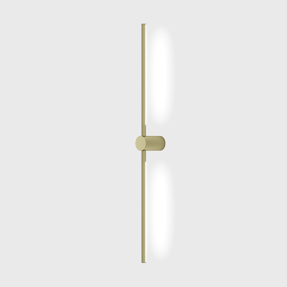 Wall surface mounted luminaire STRAW. H766mm, sp90mm, w45mm, Bridgelux 6W LED, 3000K, 413Lm, 126°, CRI>90, 220V, IP20, opal, brass color