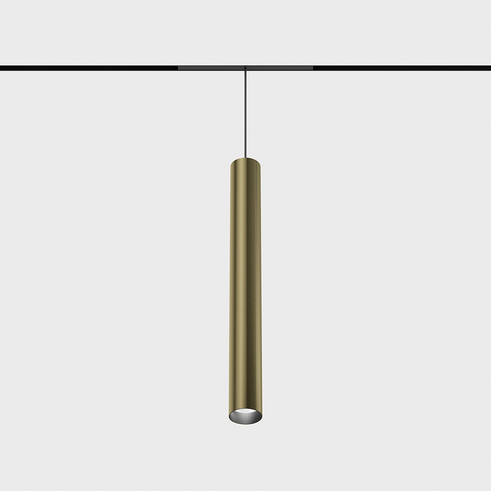 Suspended luminaire MICRO_LINE TUB S P 300, D32mm, H300mm, LED 6.3W, 48V DC, 4000K, 36°, 680Lm, CRI>90, IP 20, brass color