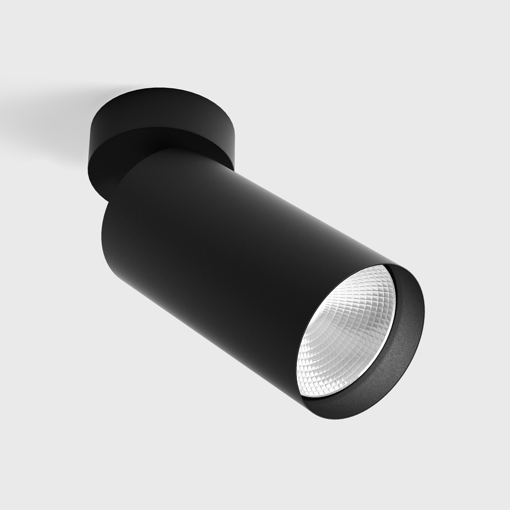 Surface mounted luminaire TUB L SA 150, D75mm, H185mm, CREE LED 13W, 500mA, 1023lm, 4000K, 50°, CRI>90, IP 20, black color