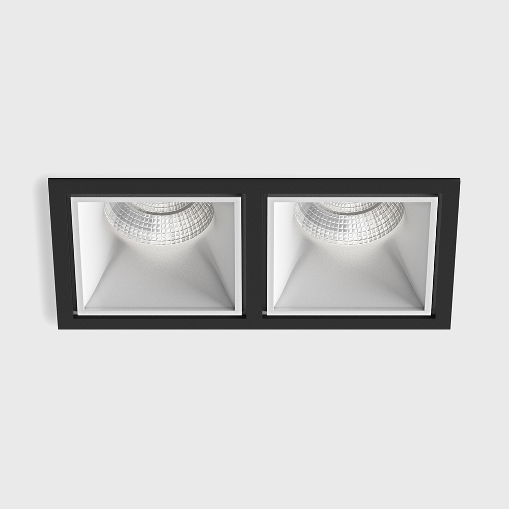 Ceiling recessed luminaire with frame CELL 2, L173mm, W90mm, H82mm, BRIDGELUX LED 2х9W, 2х924LM, 3000K, 45°, CRI>90, 250 mA, IP 20, white/black color