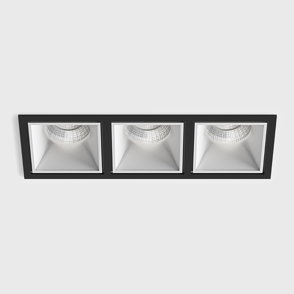 Ceiling recessed luminaire with frame CELL 3, L255mm, W90mm, H82mm, BRIDGELUX LED 3х9W, 3х924LM, 3000K, 45°, CRI>90, 250 mA, IP 20, white/black color