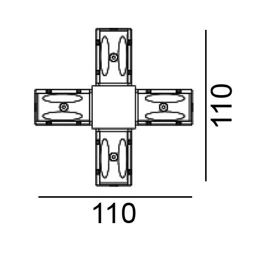 IN_LINE CORNER X, Surface track connector CORNER X, L110mm, w110mm, h 54mm, IP 20, black color