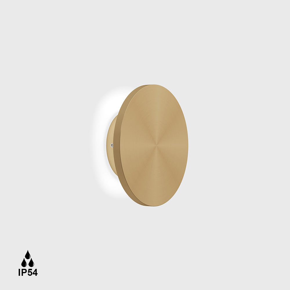 Surface mounted luminaire BUTTON RS. D150mm, sp 45mm, 8W LED, 3000K, 720Lm, CRI>90, IP 54, champagne gold color