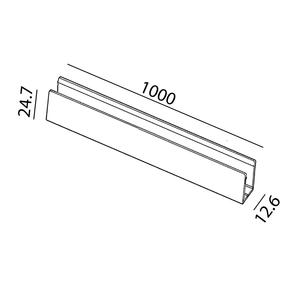Profile for installation Neon Strip FLEXY 48.  L 1000mm, w 12.6mm, h 24.7mm, aluminum