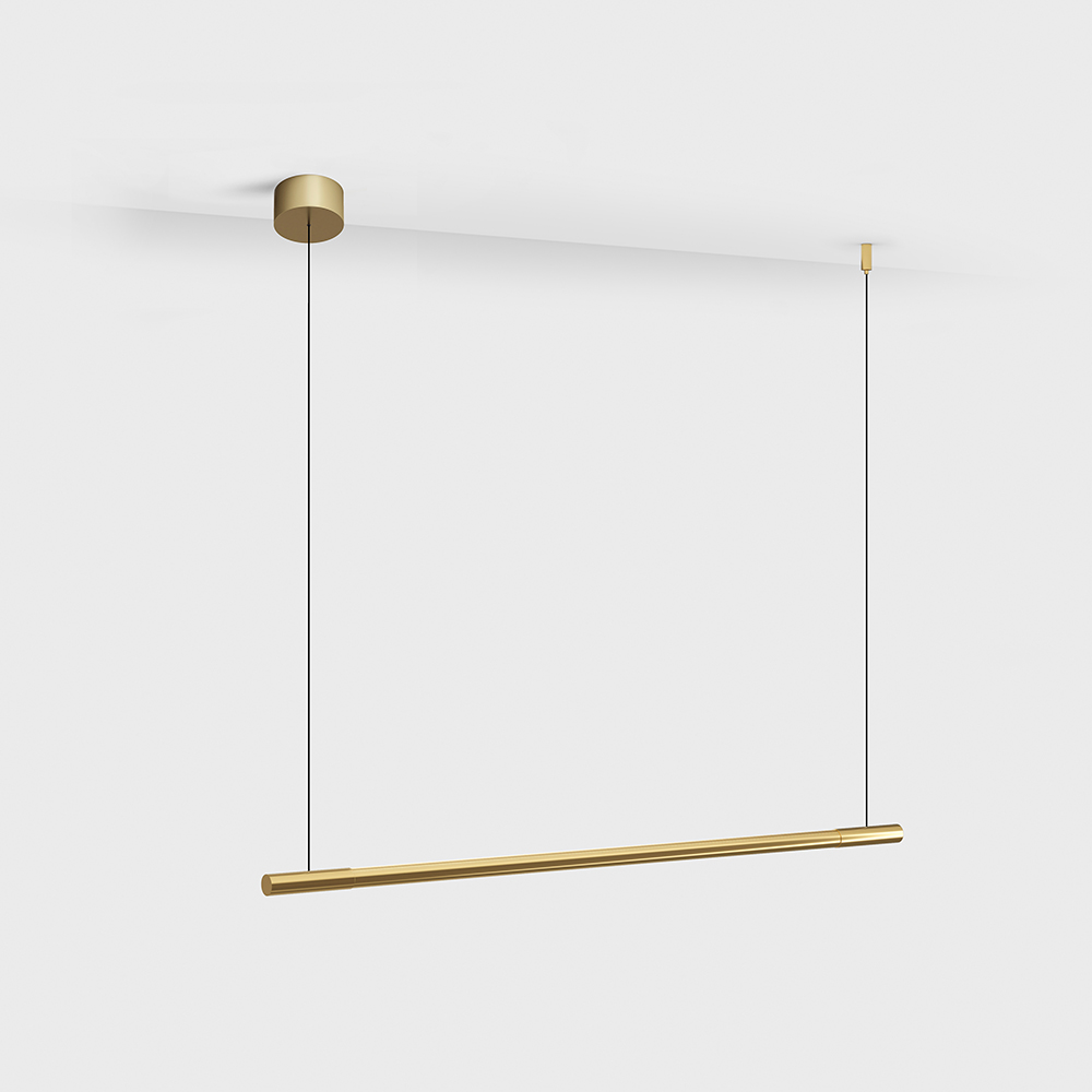 Suspended luminaire SLIMLINE. L700mm, D18mm, bridgelux 2835, 5W LED, 400Lm, 3000K, DC 48V power supply not included, CRI>90, IP 20, opal diffuser, brass color
